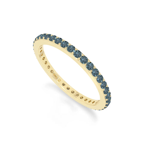 natural london blue topaz eternity band rings in yellow gold vermeil