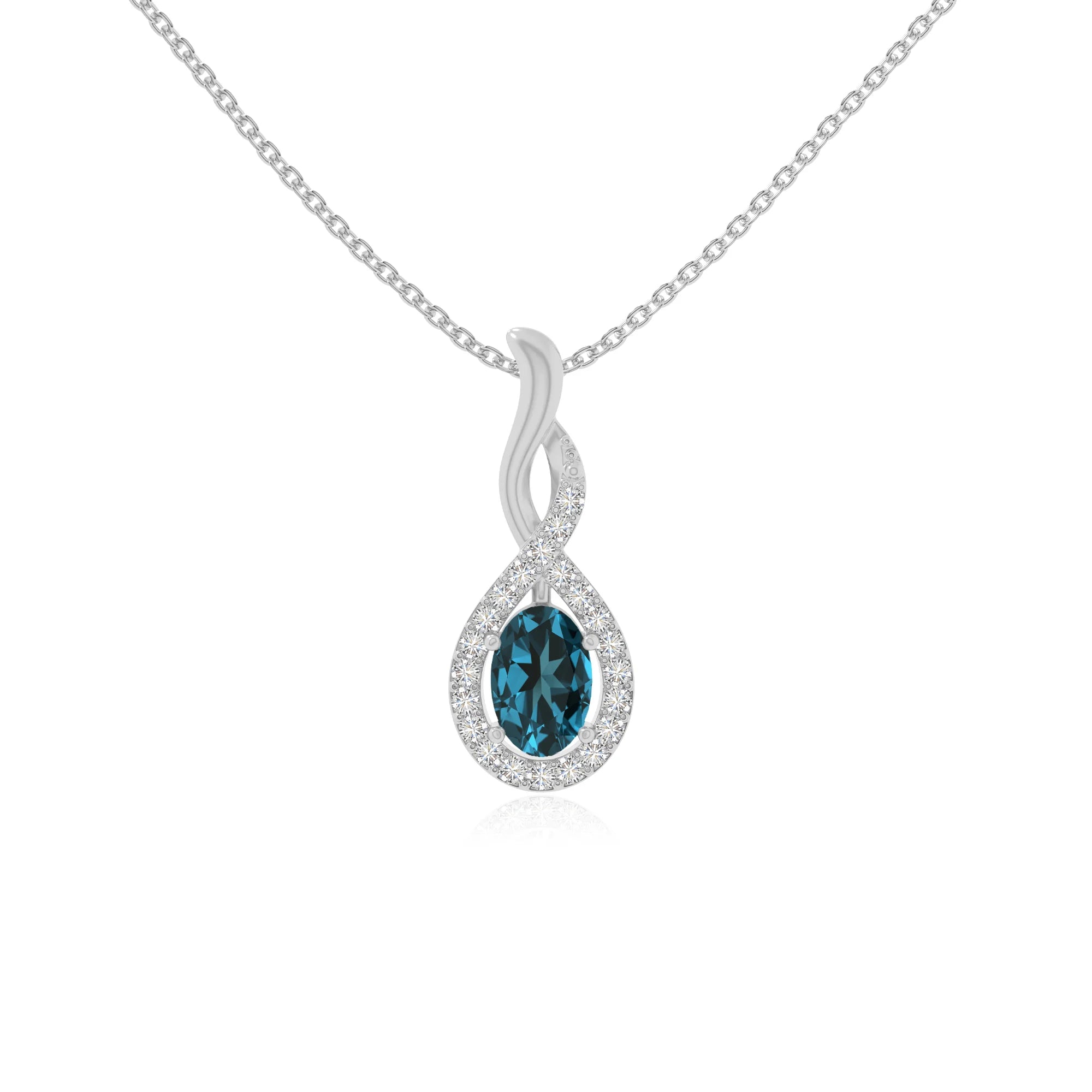 natural london-blue-topaz infinity necklaces in sterling silver 