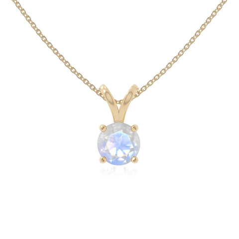 rainbow moonstone v-bale solitaire necklaces in yellow gold vermeil 