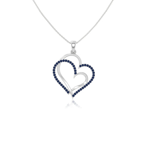 natural blue-sapphire double heart necklaces in sterling silver 