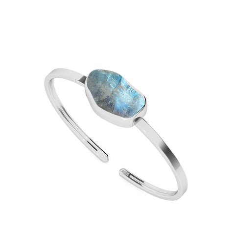 natural rainbow-moonstone rough shape twister bracelet