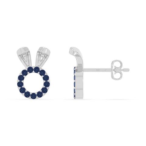 natural blue-sapphire bunny-rabit stud earrings in sterling silver 