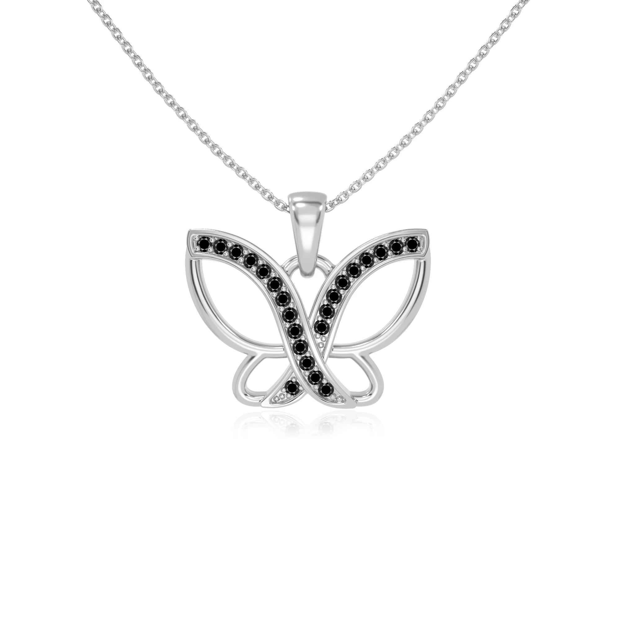 natural black-onyx butterfly necklaces in sterling silver 