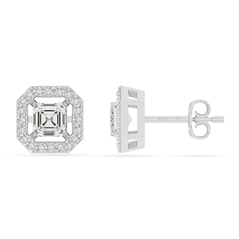 moissanite halo stud earrings in sterling silver 