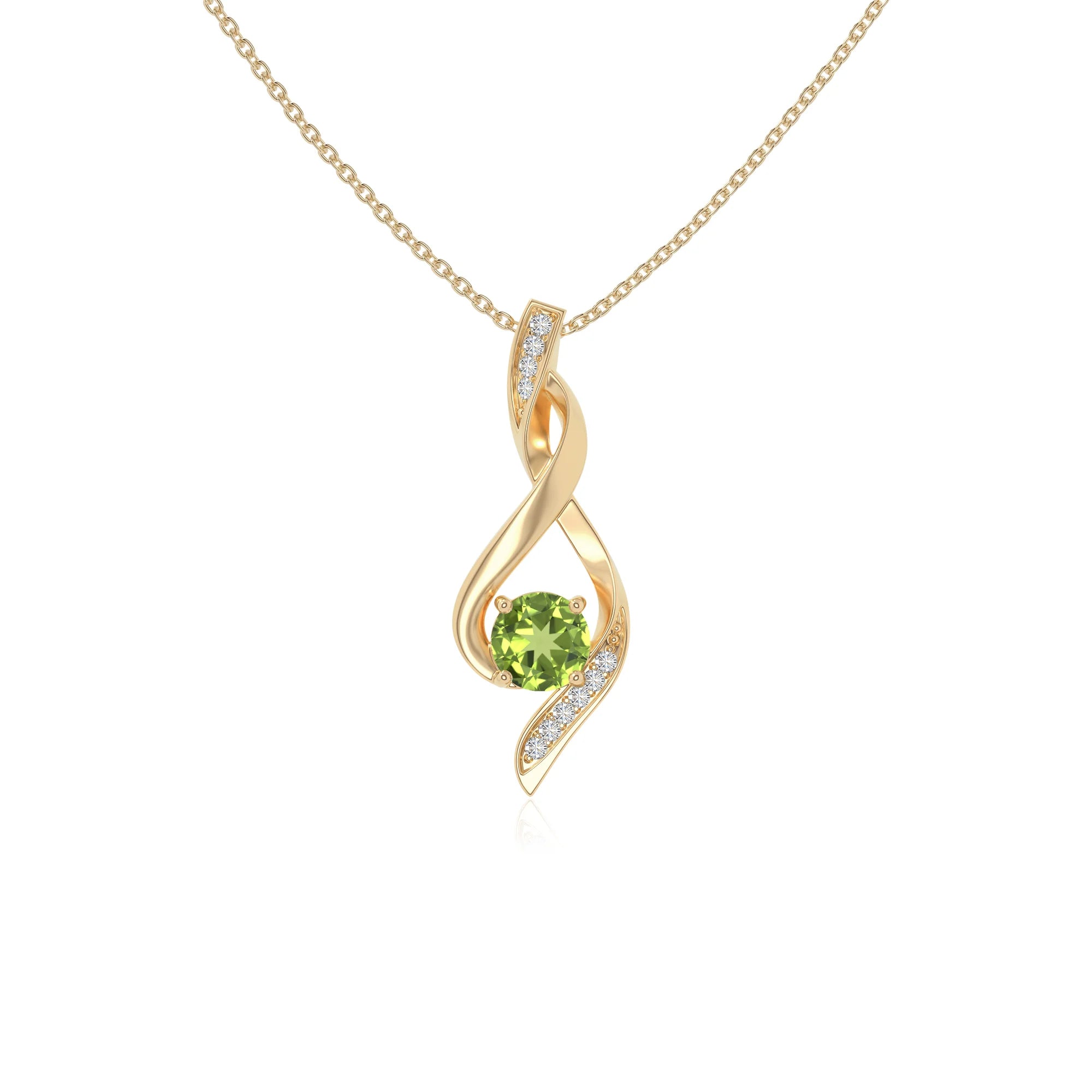 peridot infinity necklaces in yellow gold vermeil 