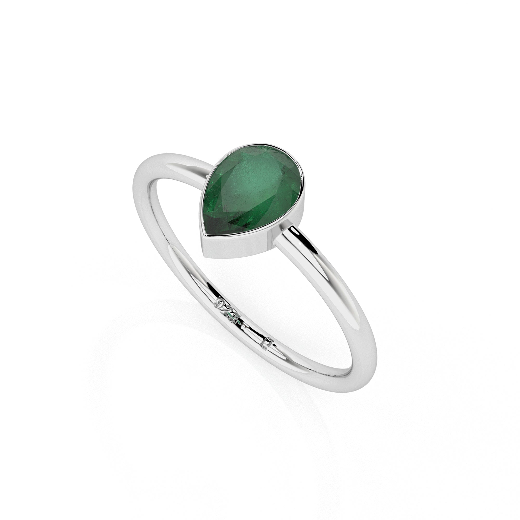 emerald pear cut stackable bezel-set ring