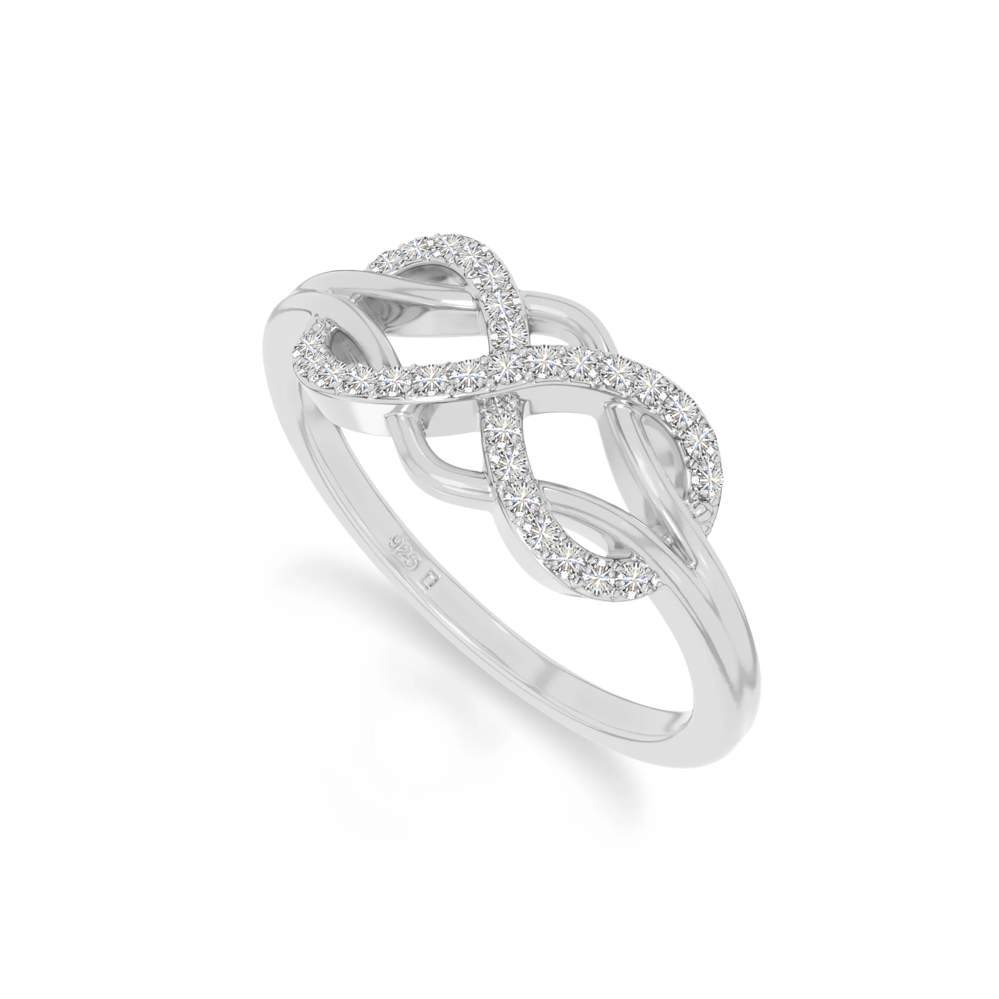 natural moissanite infinity promise rings in sterling silver 