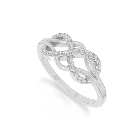 natural moissanite infinity promise rings in sterling silver 
