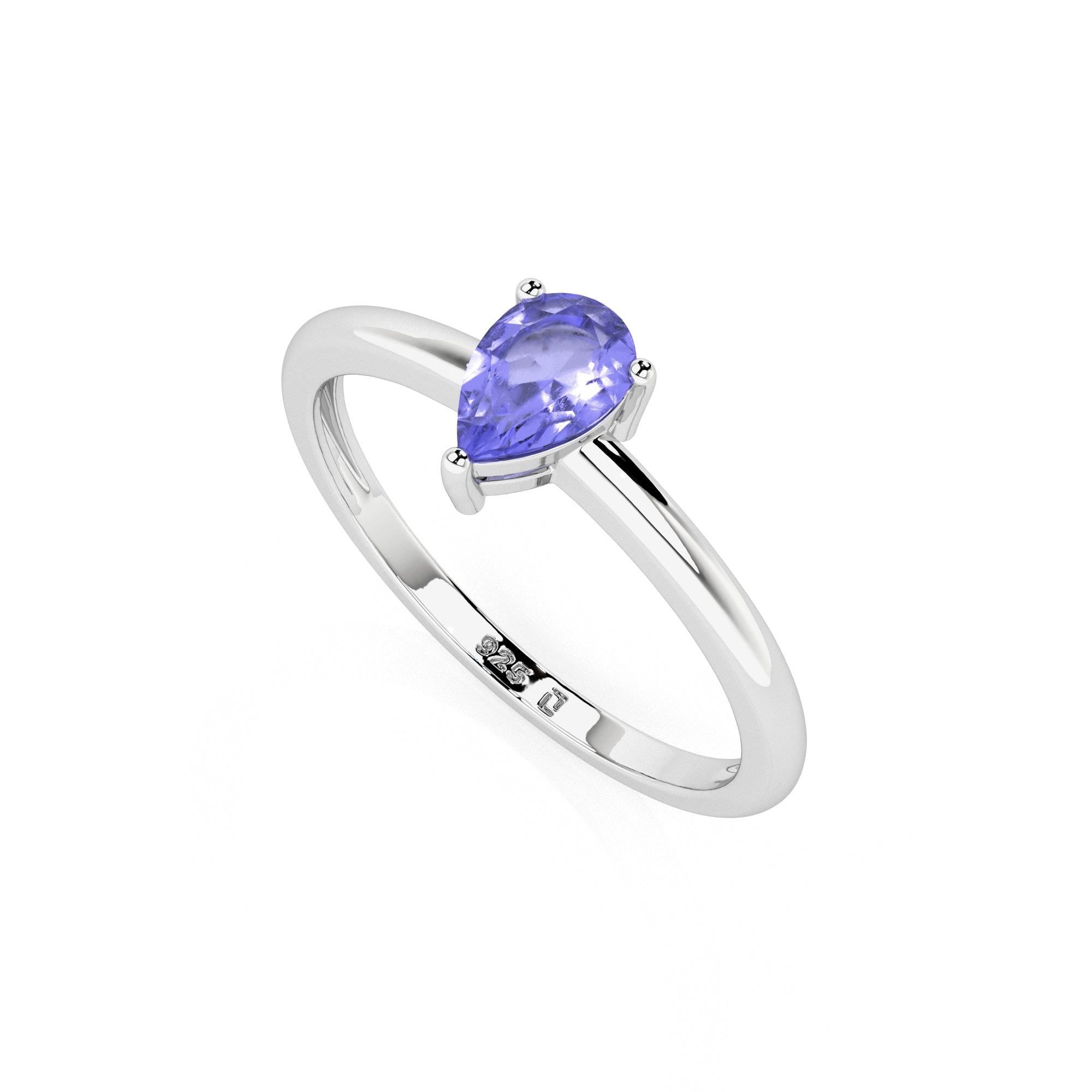 tanzanite pear cut stackable prong-set ring