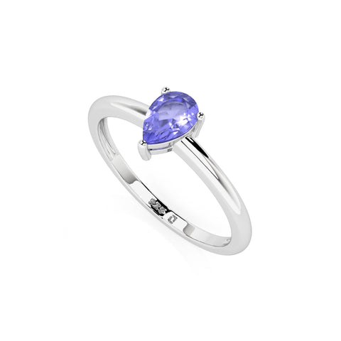 tanzanite pear cut stackable prong-set ring