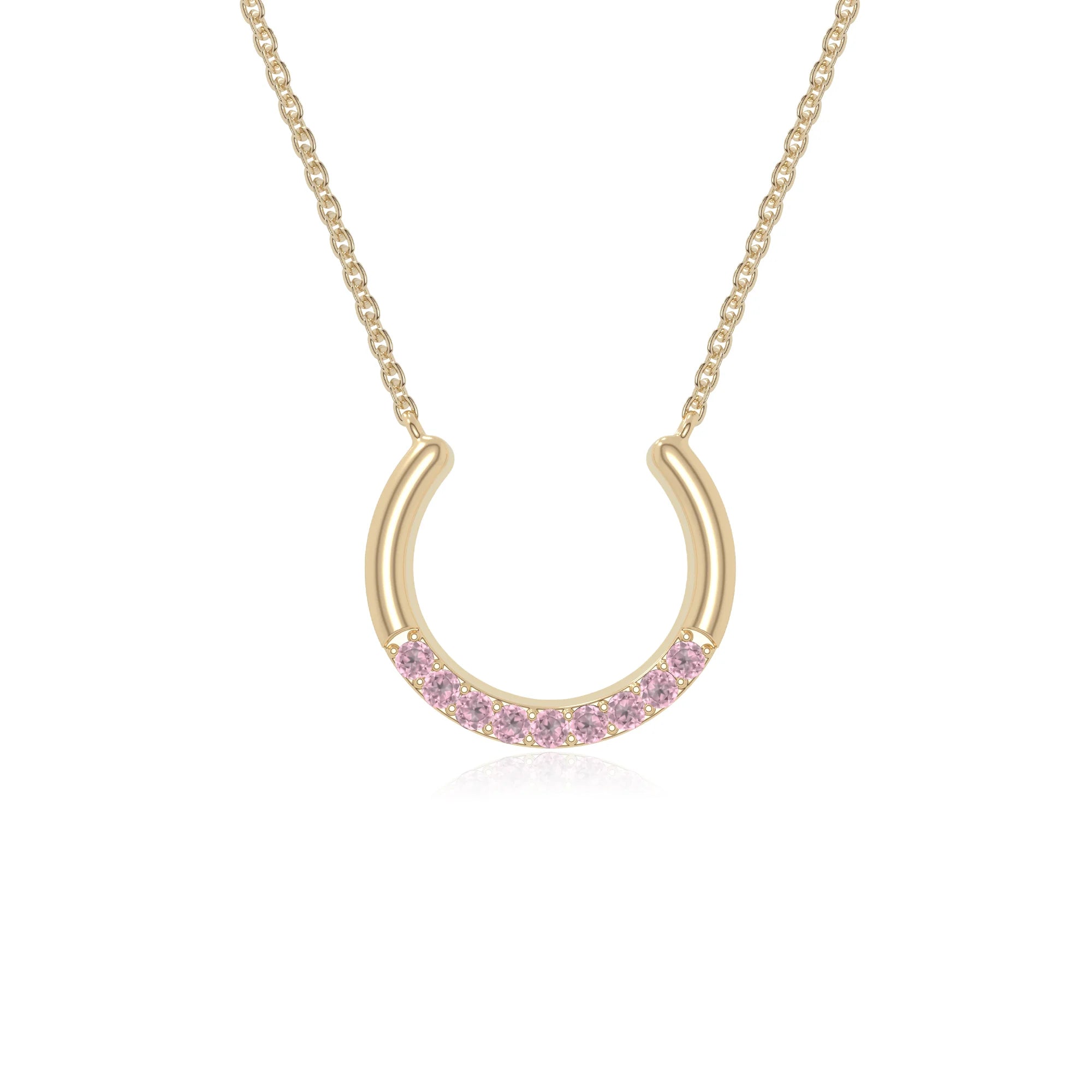 natural pink-tourmaline horse shoe necklaces in yellow gold vermeil 