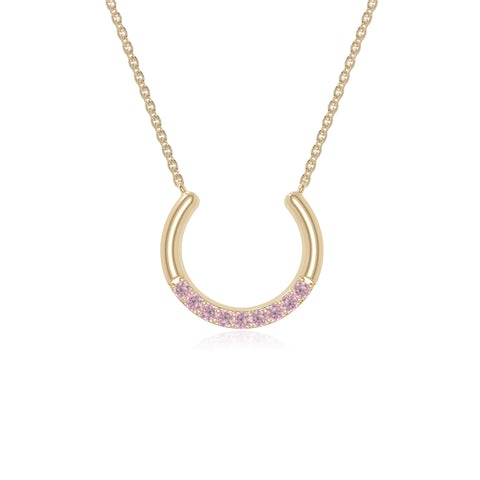 natural pink-tourmaline horse shoe necklaces in yellow gold vermeil 