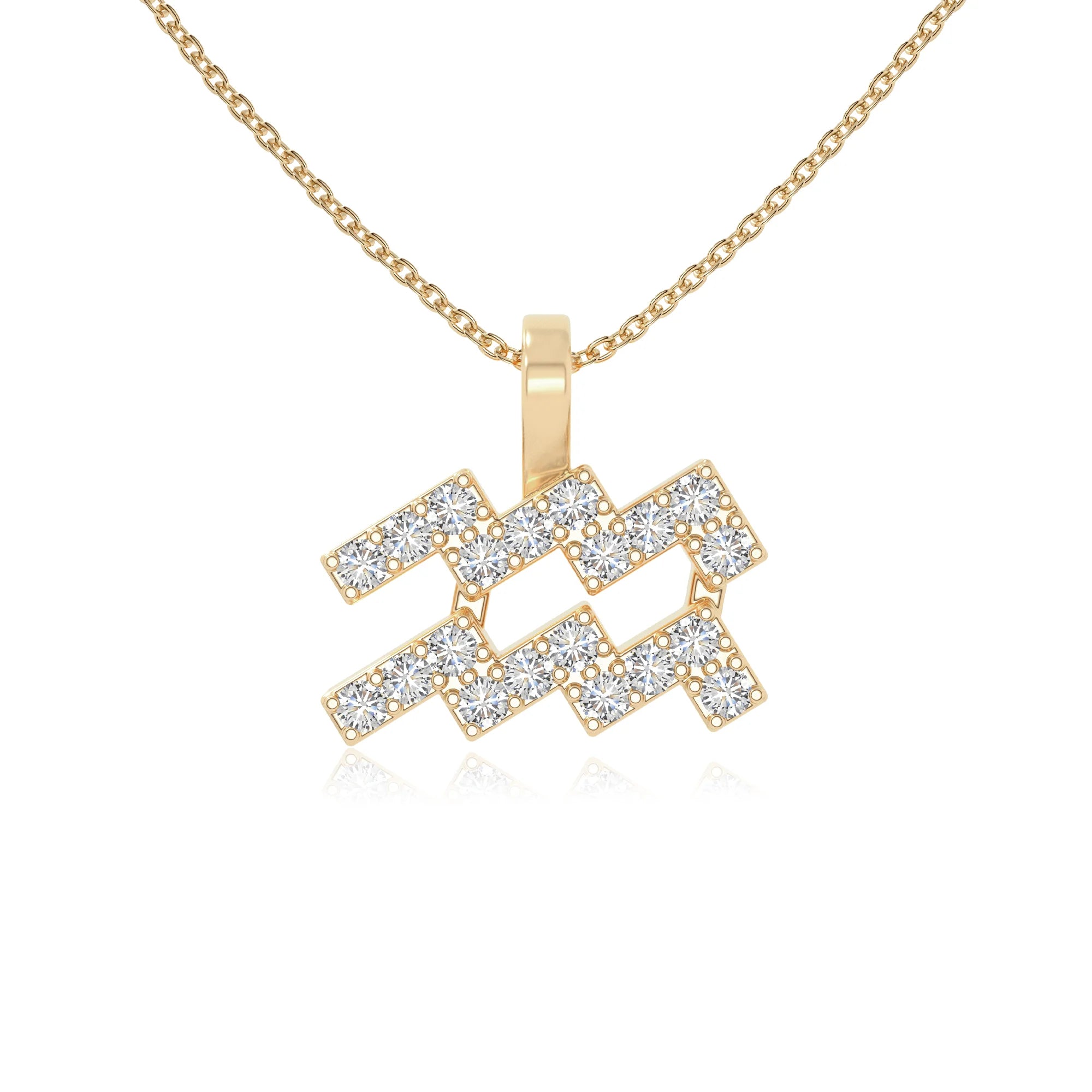 moissanite aquarius zodiac sign necklaces in yellow gold vermeil 