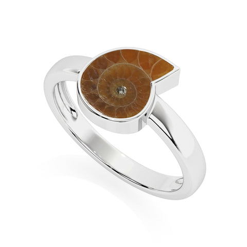 ammonite rough shape stackable bezel-set ring