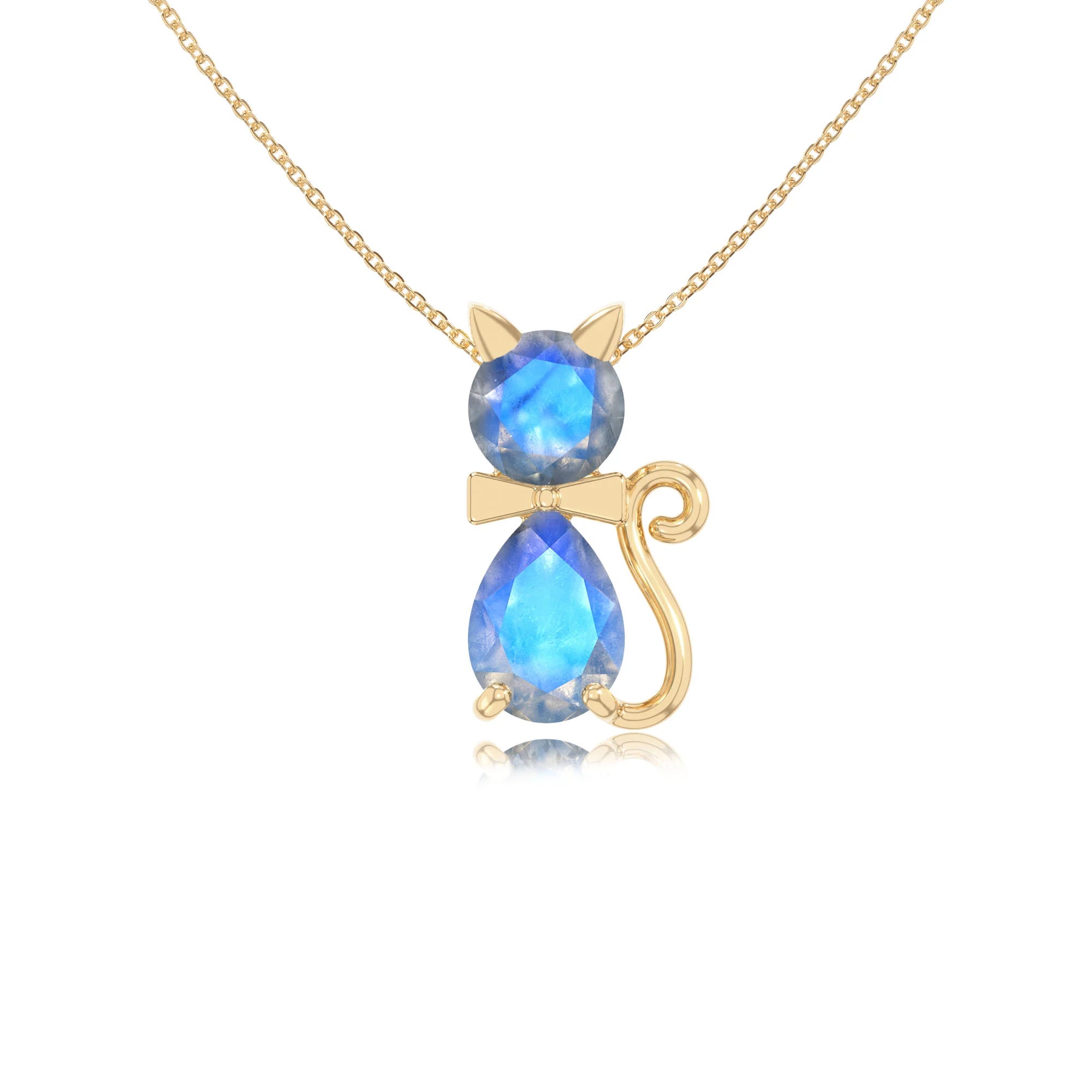 natural labradorite cat necklaces in yellow gold vermeil 