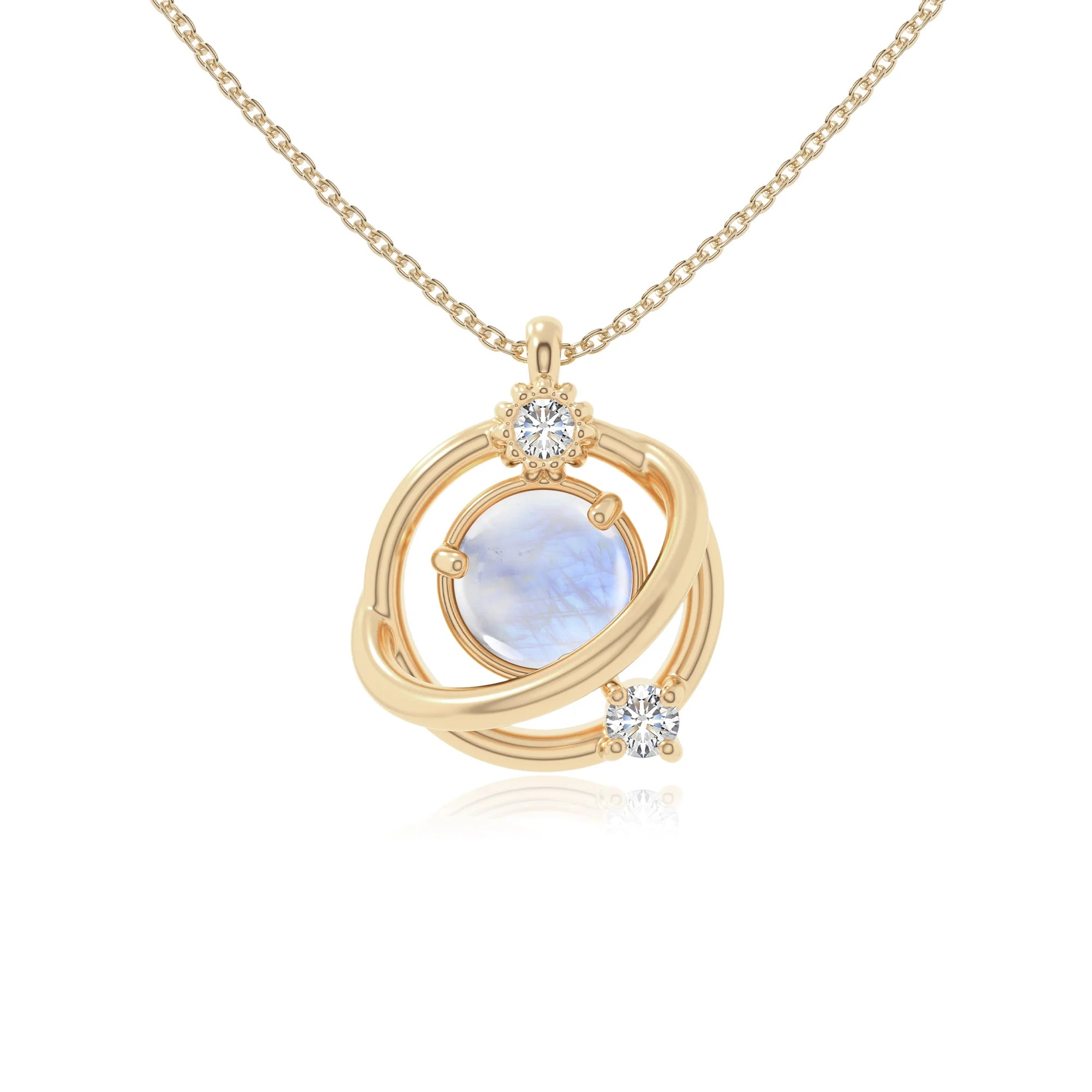 rainbow moonstone galaxy necklaces in yellow gold vermeil 