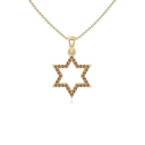 natural citrine star of david necklaces in yellow gold vermeil 