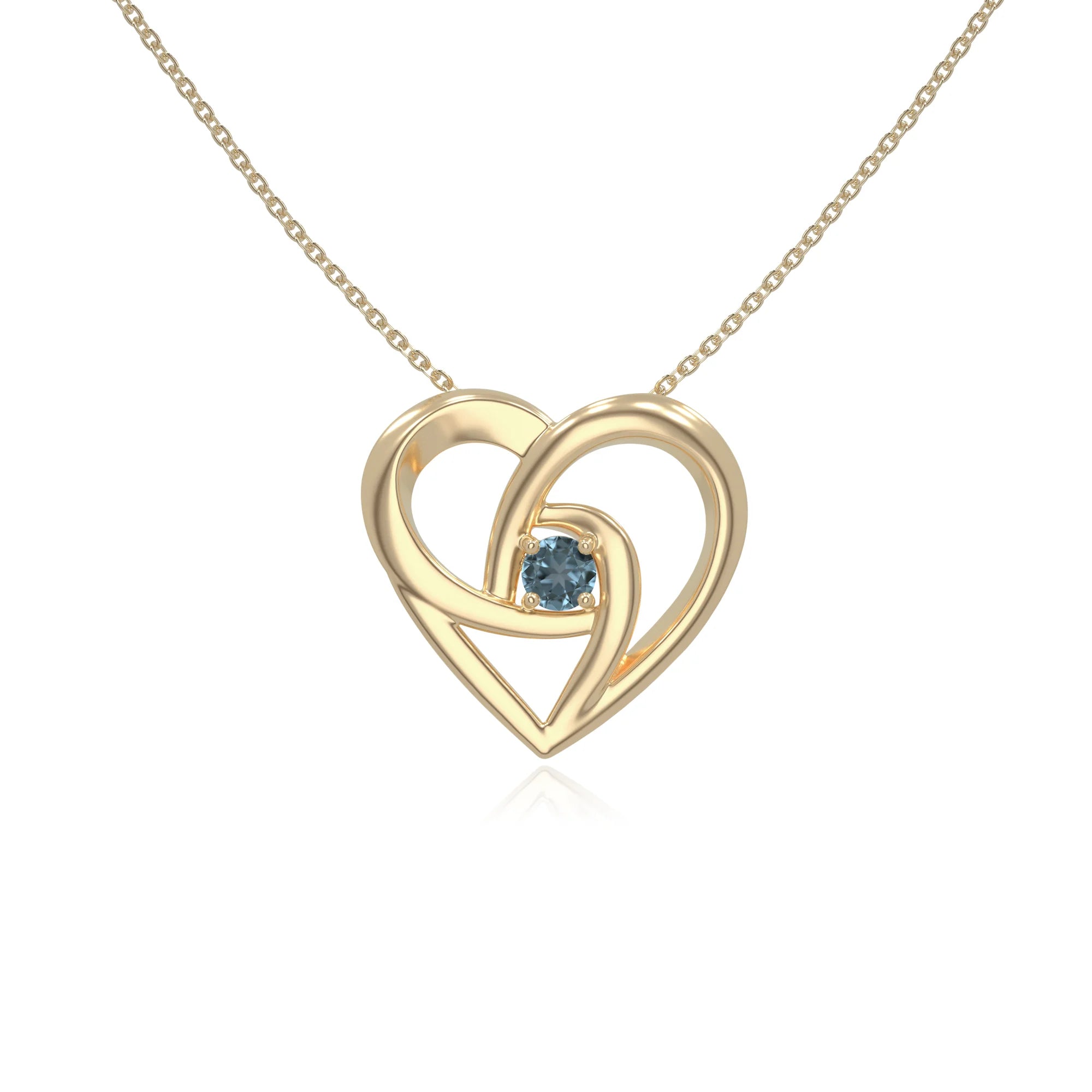 natural london-blue-topaz floral heart necklaces in yellow gold vermeil 