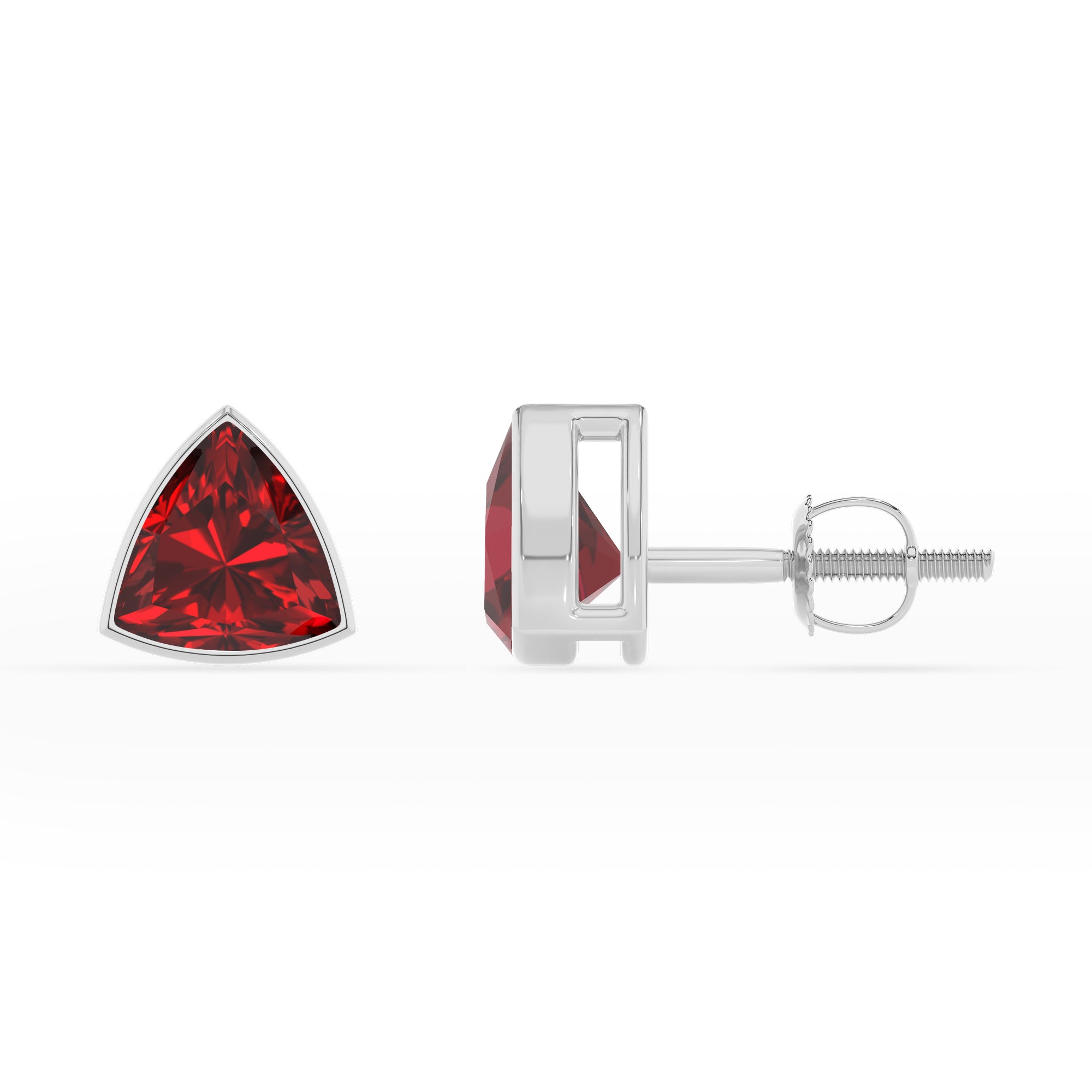 lab grown ruby trillion stud earrings 