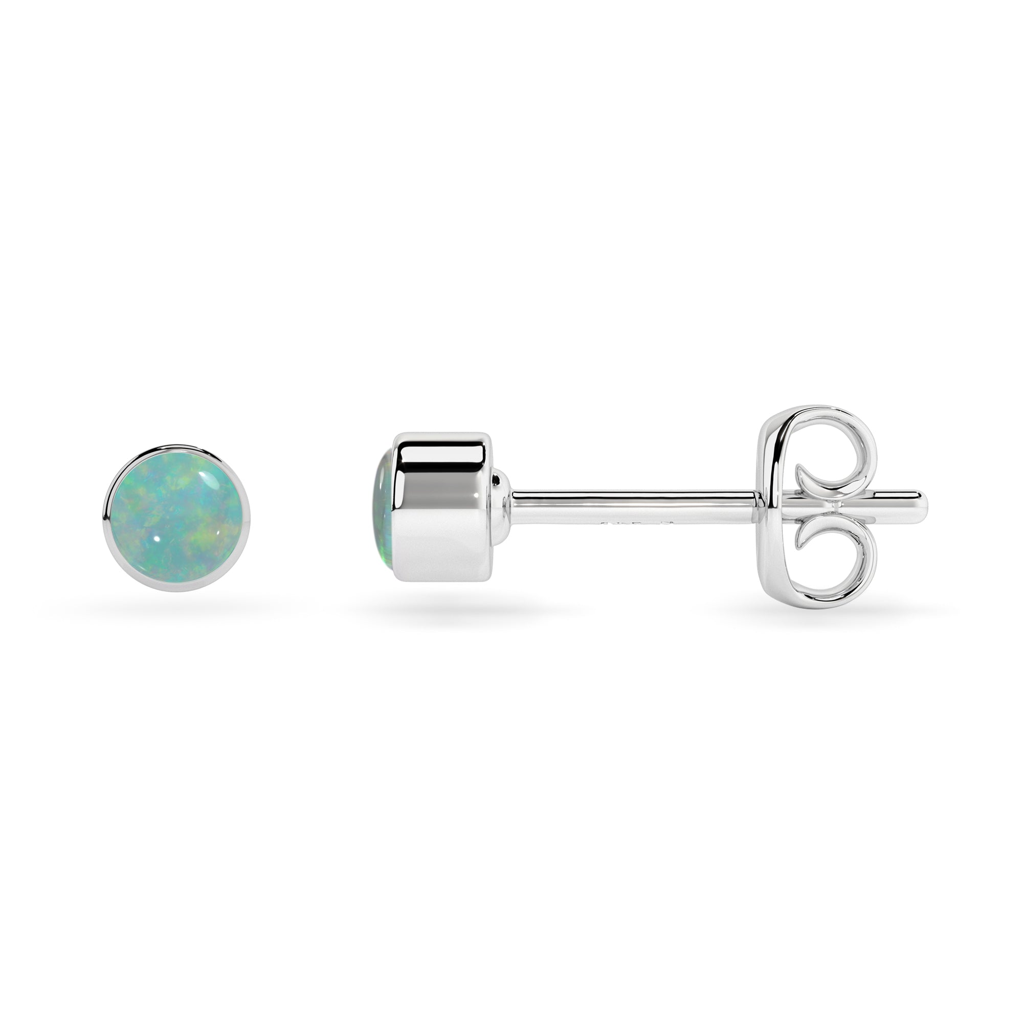 natural ethiopian opal round shape stud earrings