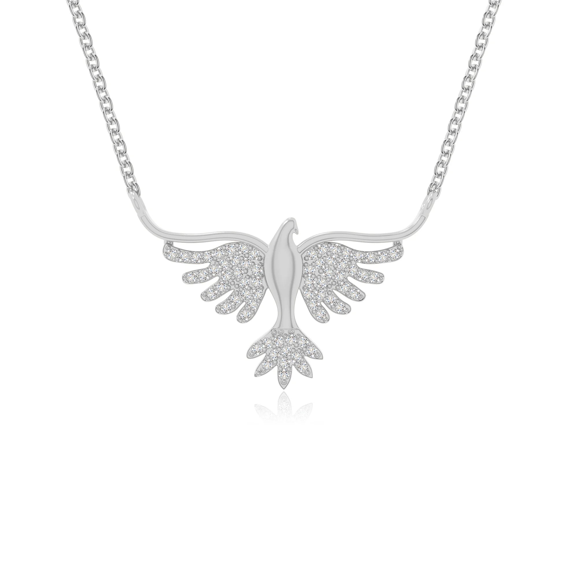 moissanite phoenix eagle necklaces in sterling silver 