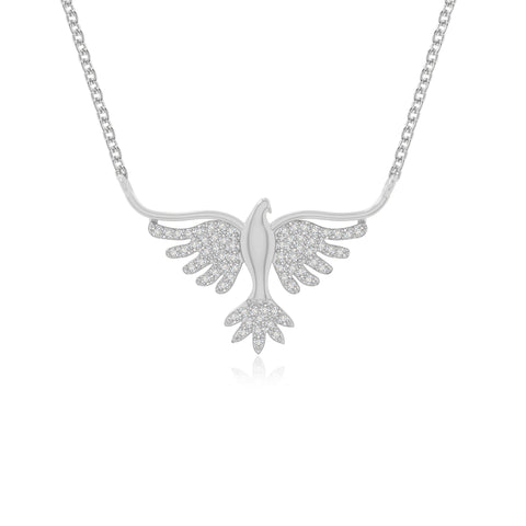 moissanite phoenix eagle necklaces in sterling silver 