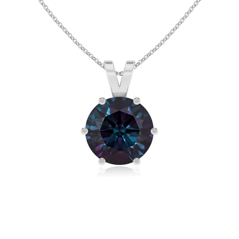 lab grown alexandrite round shape solitaire v-bale pendant necklace