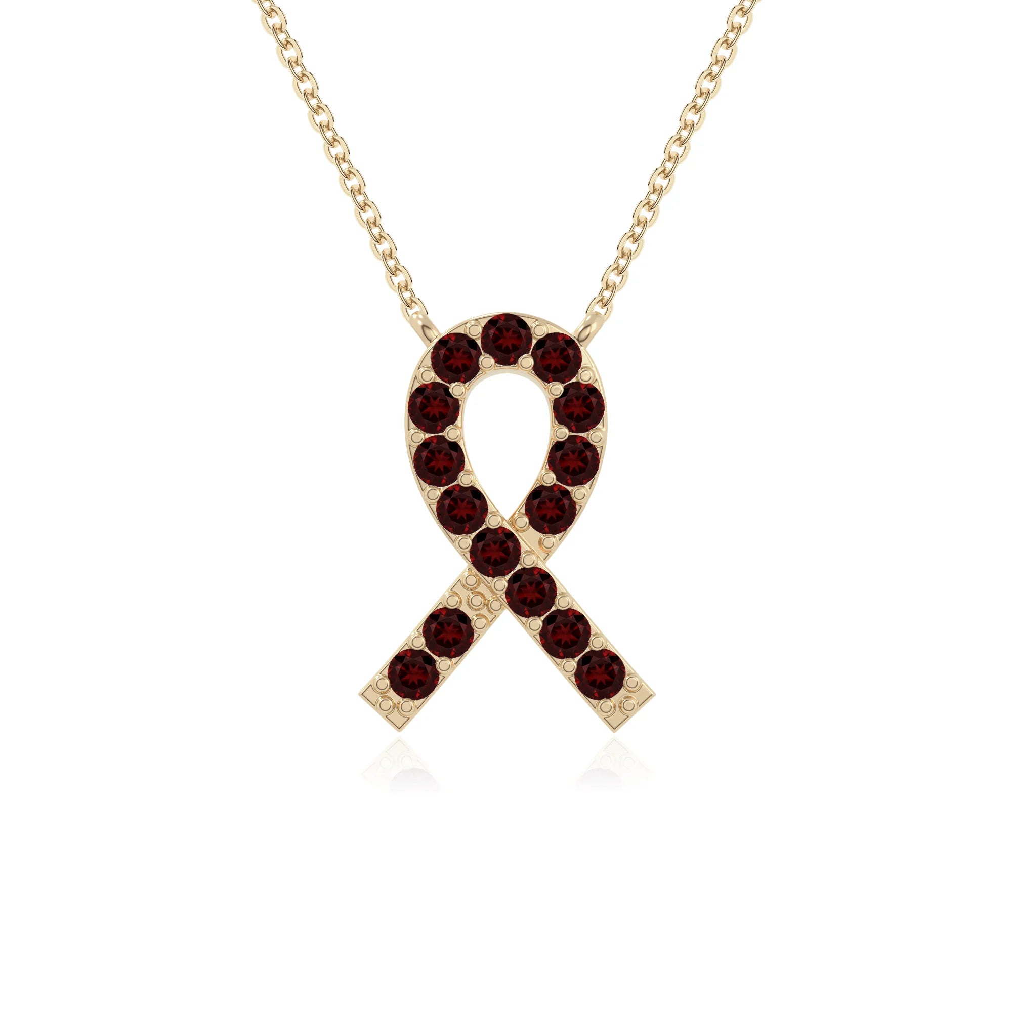 natural garnet cancer ribbon necklaces in yellow gold vermeil 