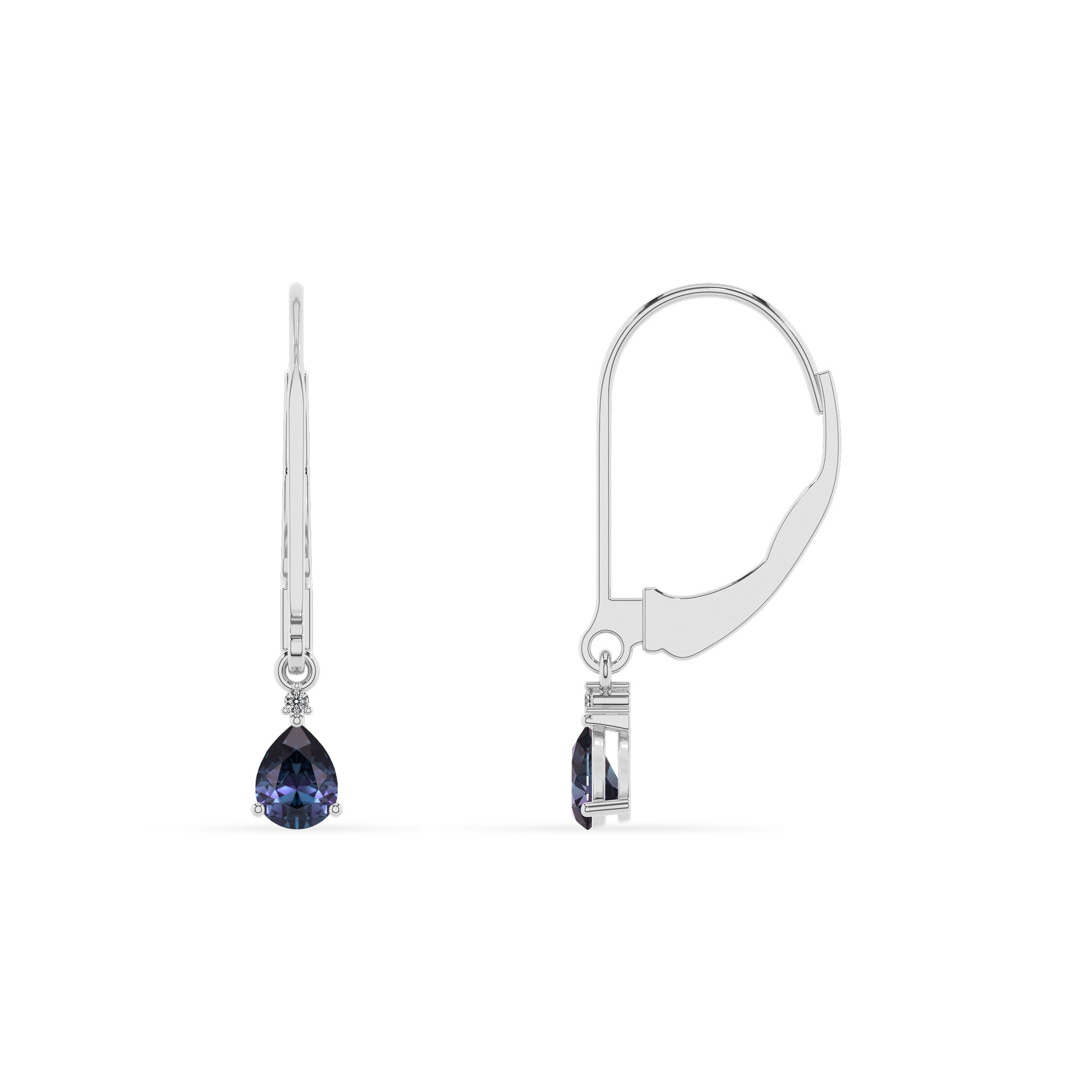 lab grown alexandrite pear dangle earrings with moissanite 