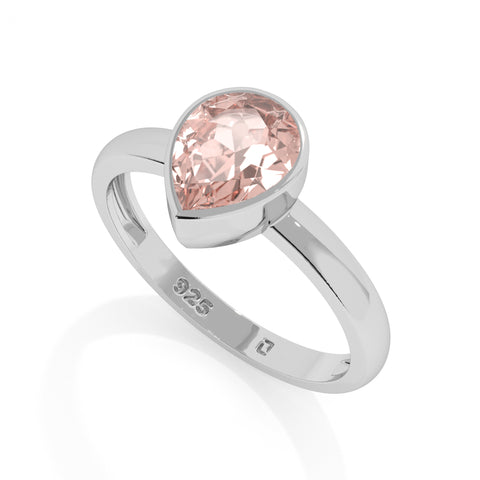 morganite pear cut stackable bezel-set ring