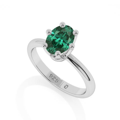 emerald oval cut solitaire prong-set ring