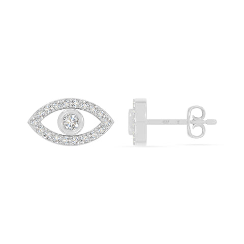 moissanite evil eye stud earrings in sterling silver 