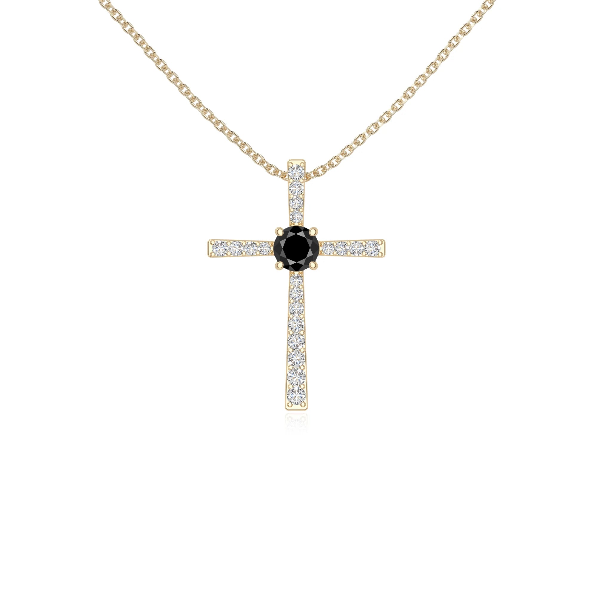 natural black-onyx cross necklaces in yellow gold vermeil 