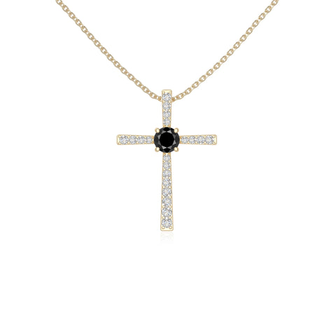natural black-onyx cross necklaces in yellow gold vermeil 