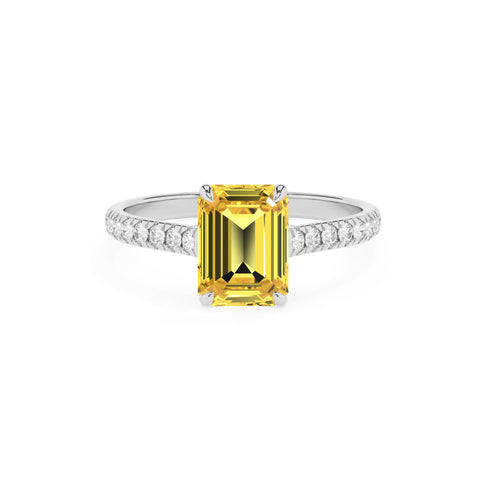 lab-grown yellow-sapphire emerald half eterity solitaire engagement ring