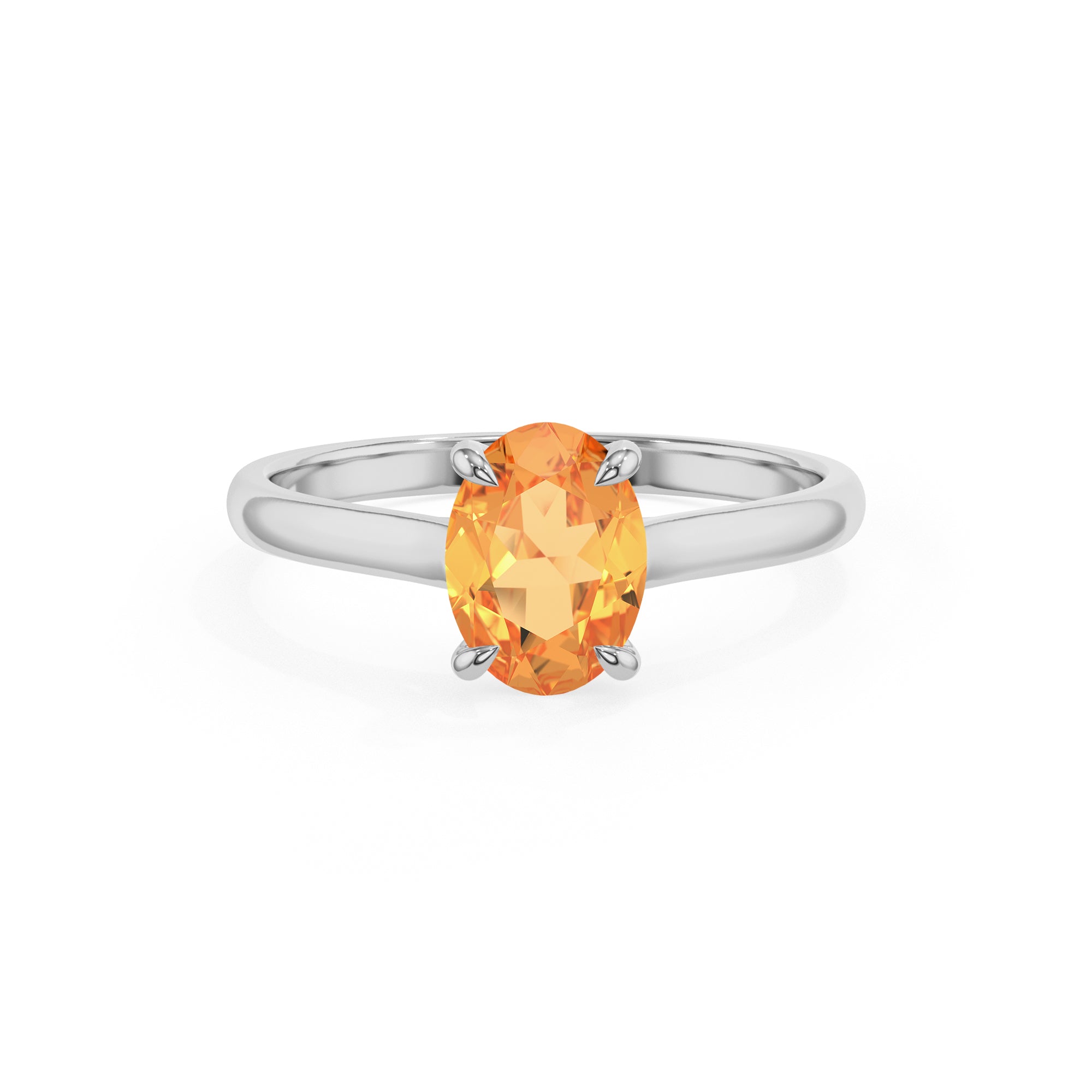 lab grown citrine oval solitaire engagement ring