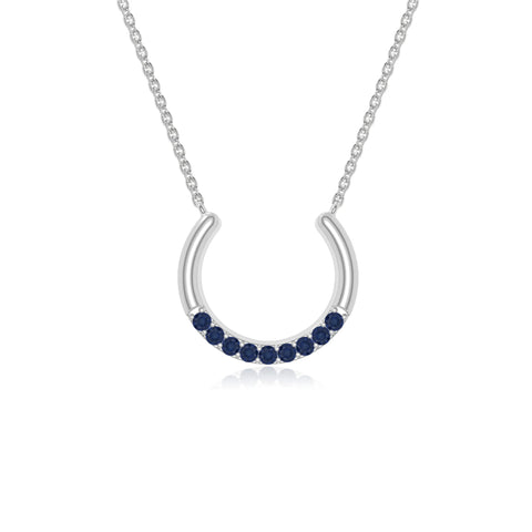 natural blue-sapphire horse shoe necklaces in sterling silver 