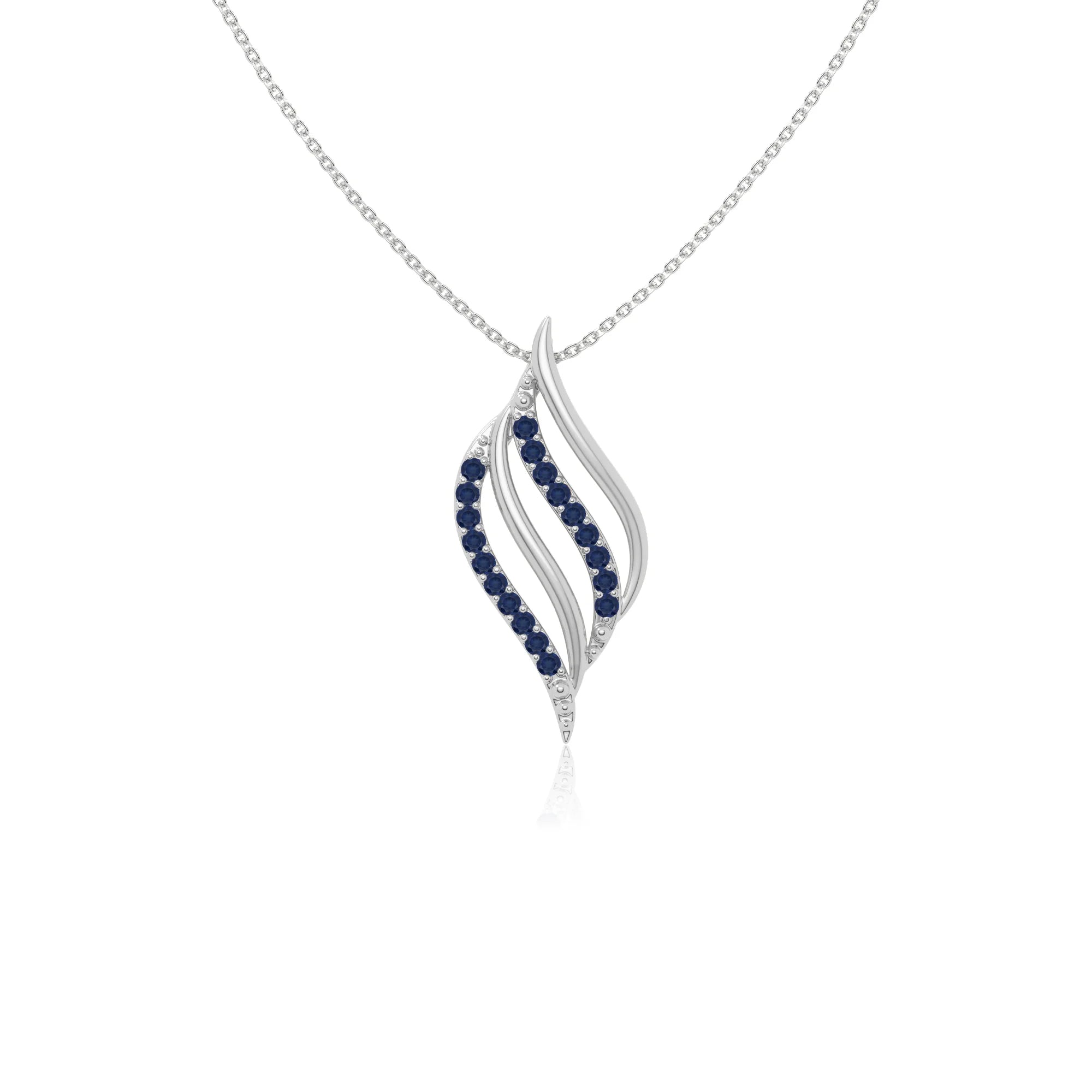 natural blue-sapphire flame necklaces in sterling silver 