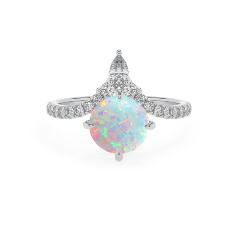 lab grown opal round solitaire engagement ring