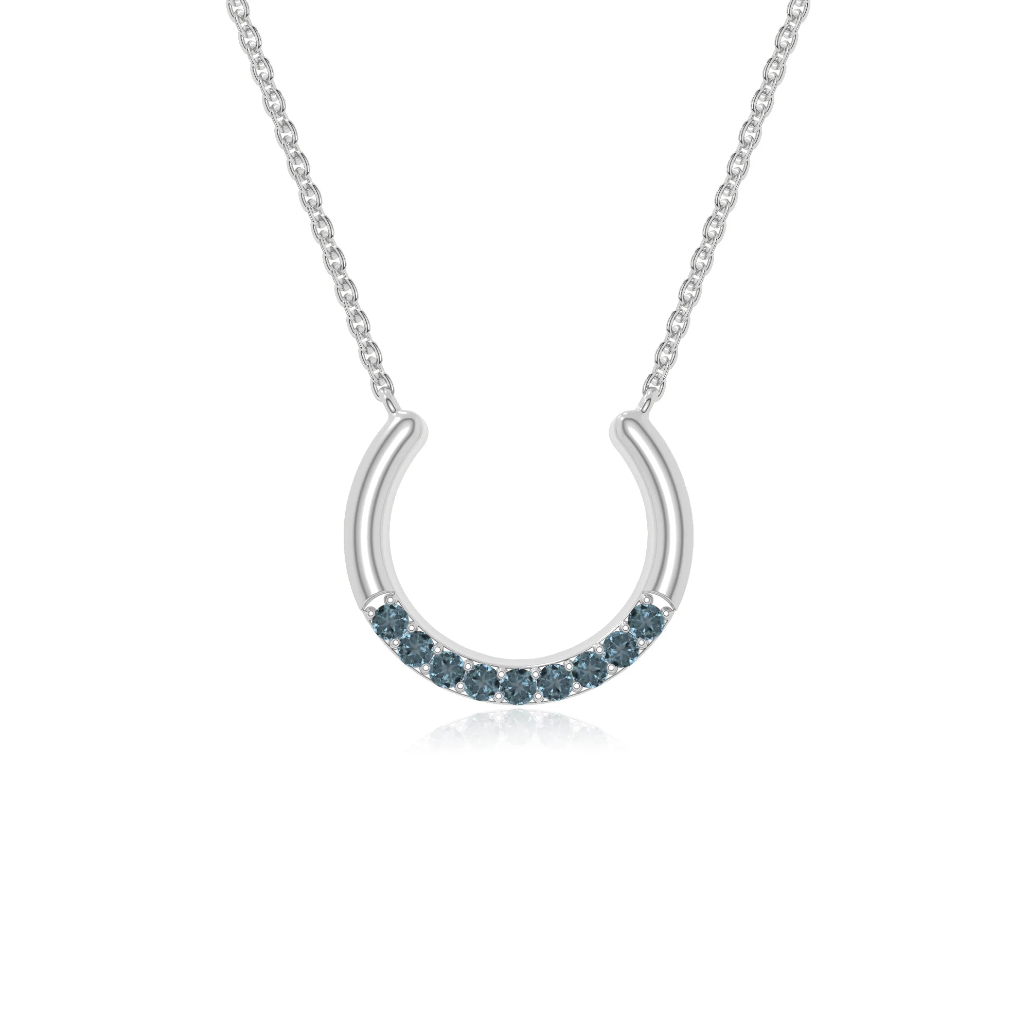 natural london-blue-topaz horse shoe necklaces in sterling silver 