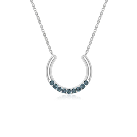 natural london-blue-topaz horse shoe necklaces in sterling silver 