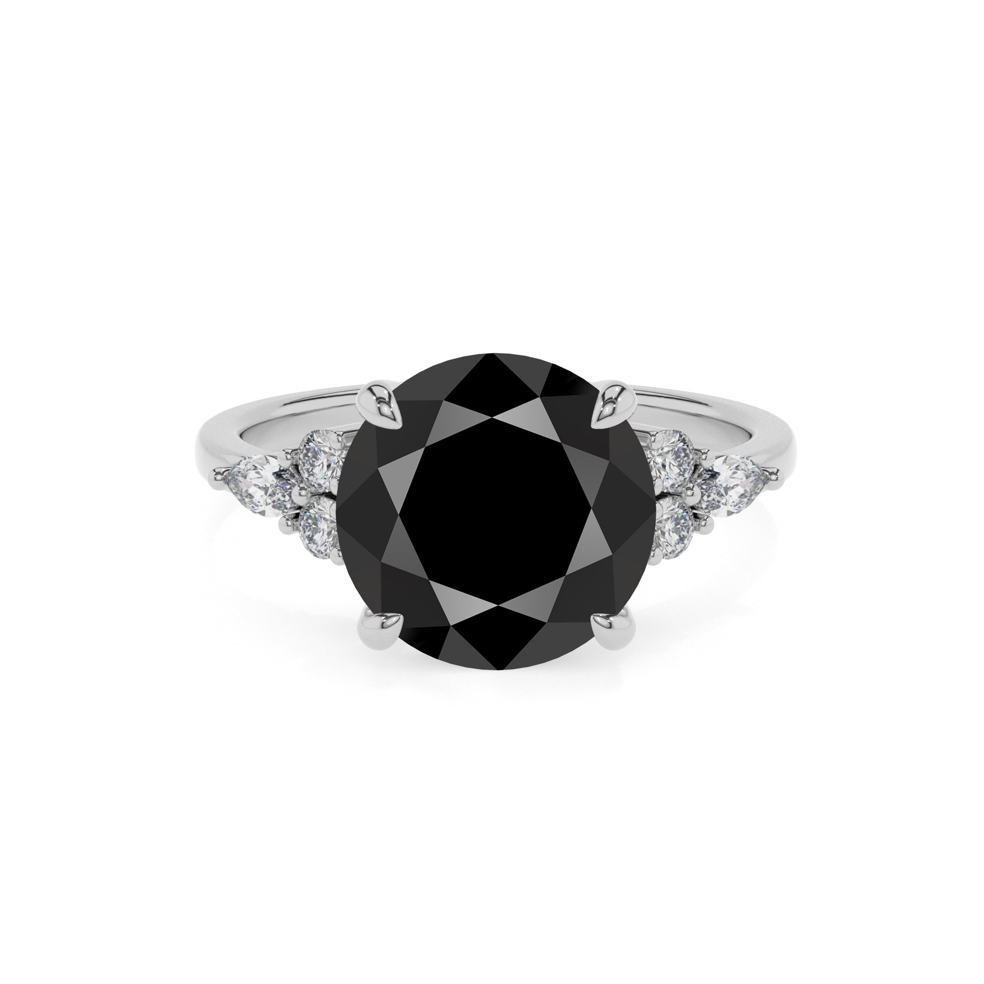 natural black-onyx round solitaire engagement ring