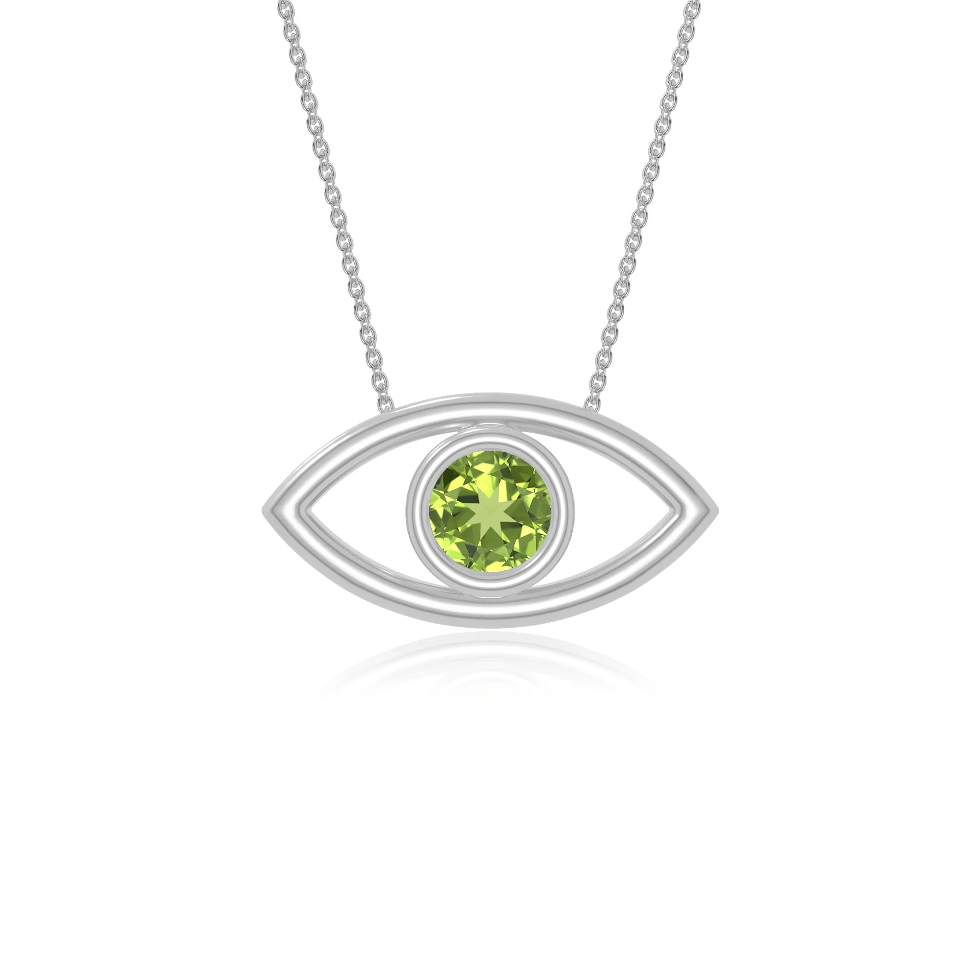 peridot evil eye necklaces in sterling silver 