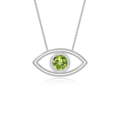 peridot evil eye necklaces in sterling silver 