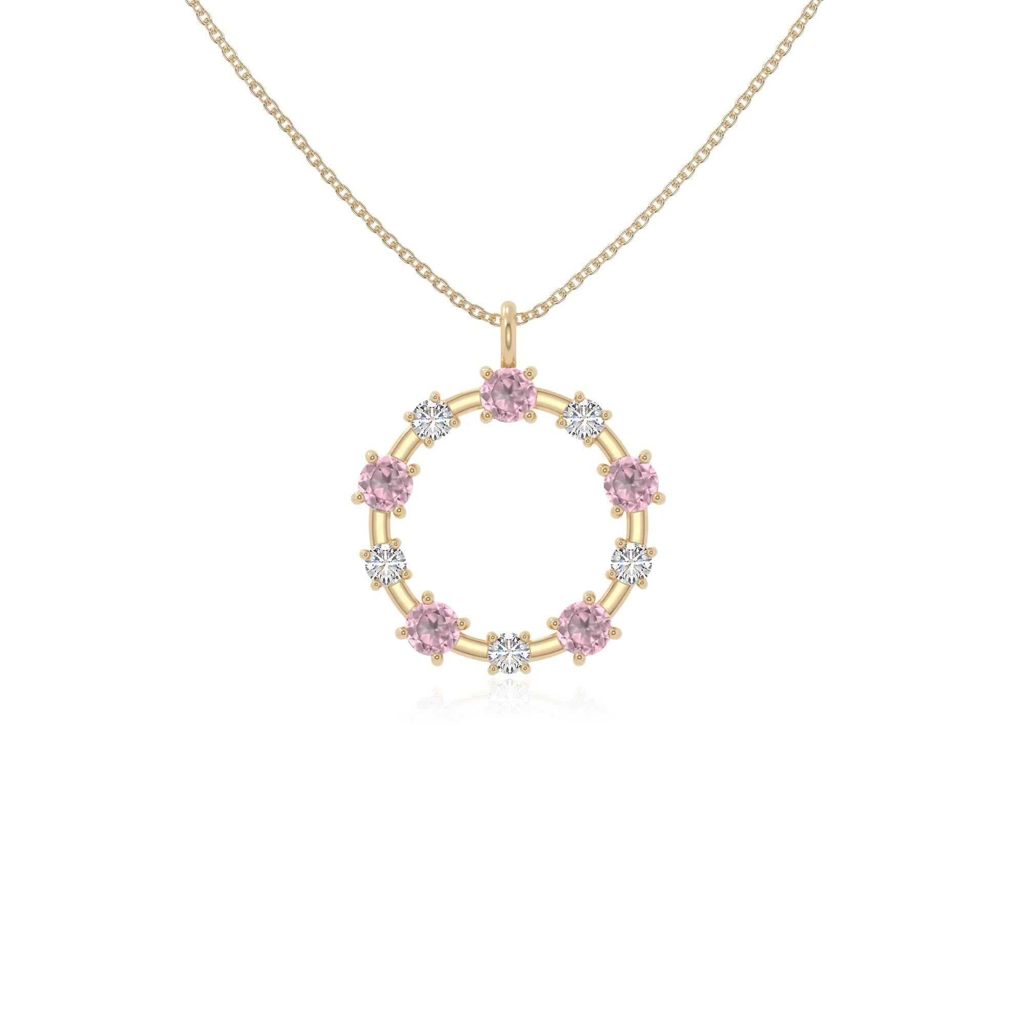 natural pink-tourmaline infinity love knot necklaces in yellow gold vermeil 