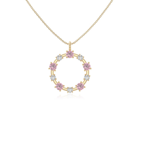 natural pink-tourmaline infinity love knot necklaces in yellow gold vermeil 