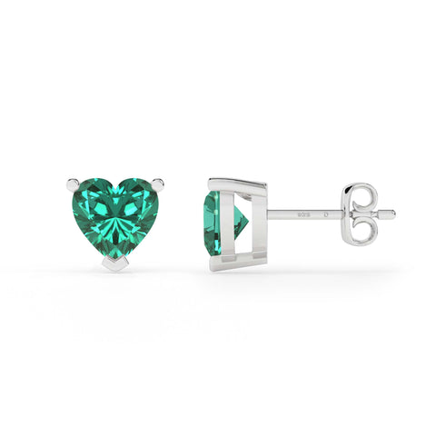 lab grown emerald heart stud earrings 