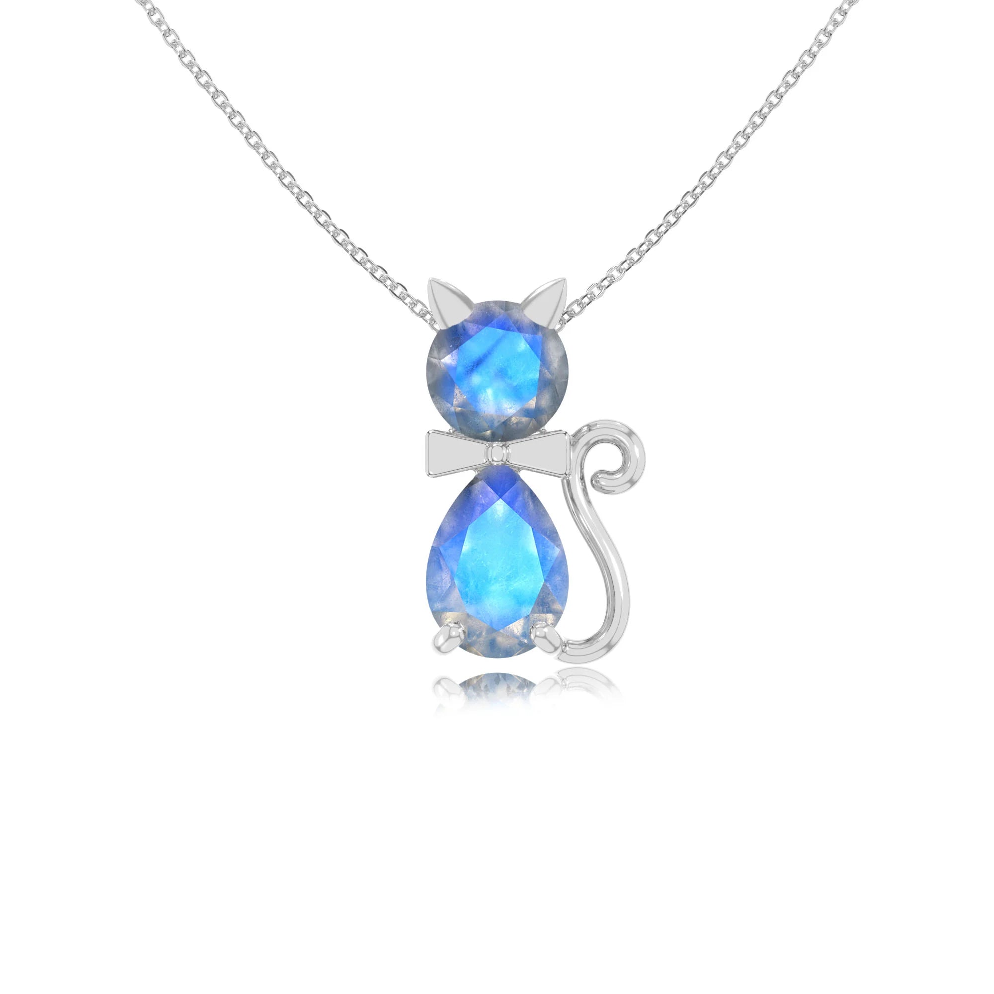 natural labradorite cat necklaces in sterling silver 