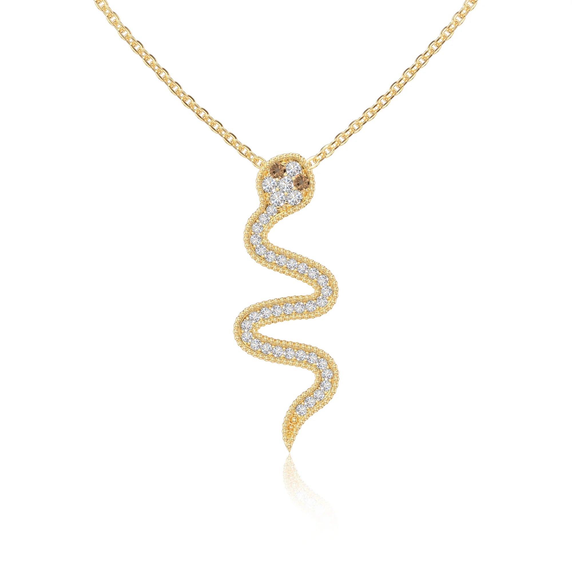 natural citrine snake necklaces in yellow gold vermeil 