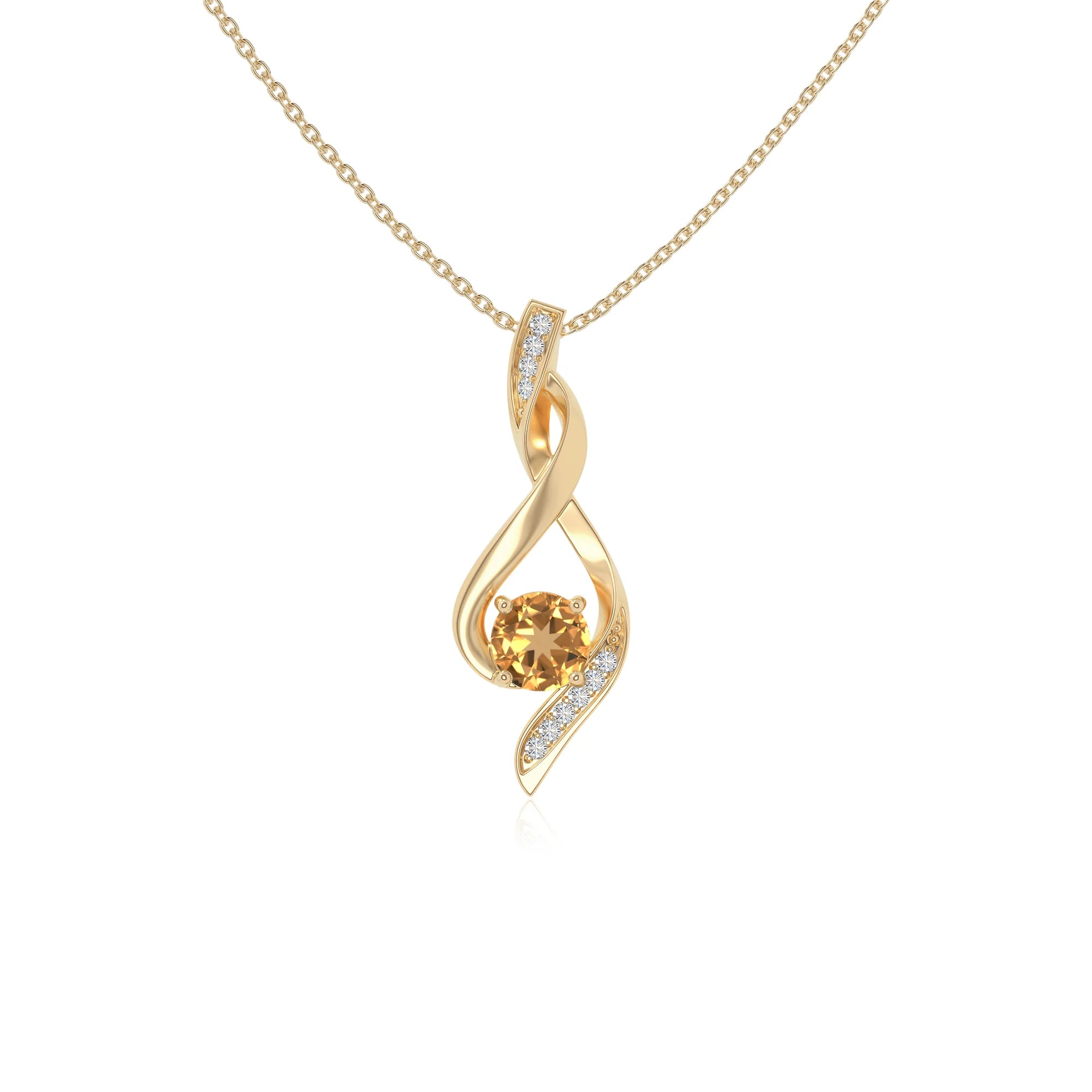 natural citrine infinity necklaces in yellow gold vermeil 